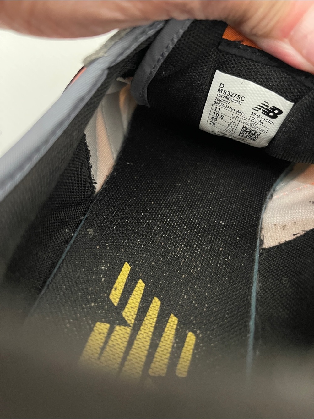 NEW BALANCE 327 CITRUS PUNCH CYCLONE RUNNING SNEAKERS MENS SIZE 11 - Picture 6 of 15